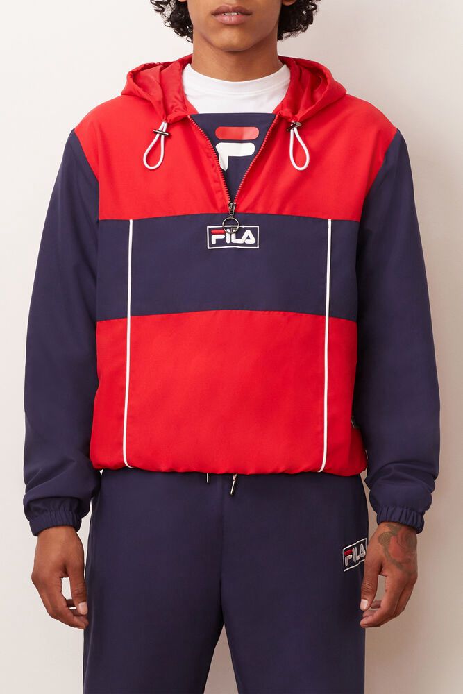 Fila Jakke Herre Mørkeblå/Rød Europa 1/2 Zip Wind CBU-361248